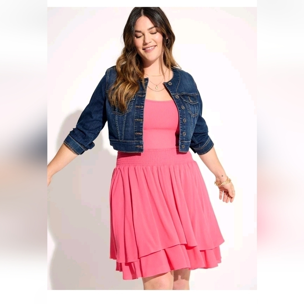 Torrid Coral Pink Tiered Minincrinkle gauze  Skirt 3x